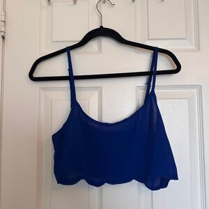 Brandy Melville Blue Scalloped Hem Crop Top